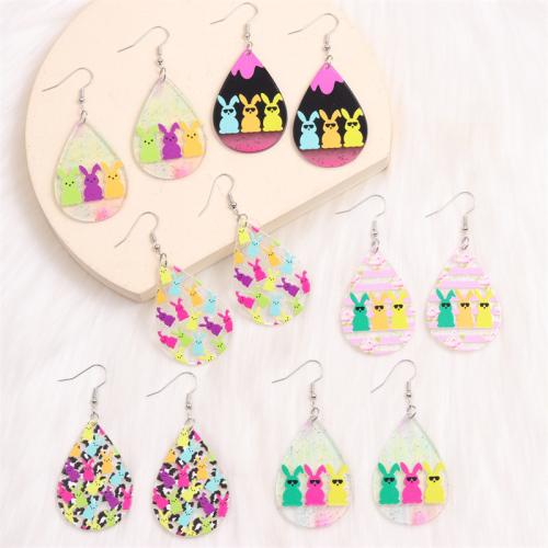 Jewelry Gift Sets, Acrylic, earring & necklace, printing, 2 pieces & fashion jewelry & for woman Necklace 40+5cm, earrings . 