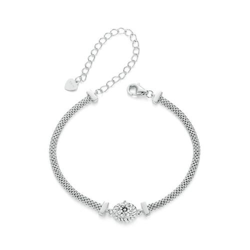 Sterling Silver Bracelets, 925 Sterling Silver, with Moissanite, with 6CM extender chain, plated, for woman, silver color Approx 15 cm 
