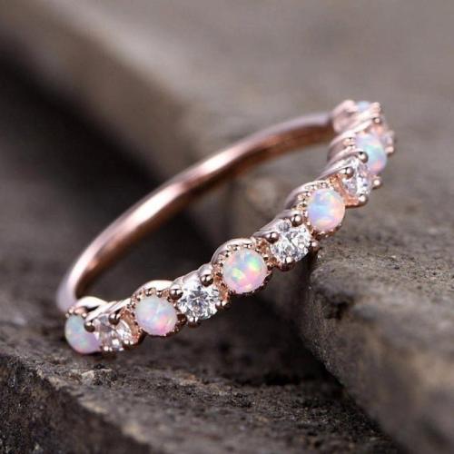 Zinc Alloy Finger Ring, plated & micro pave cubic zirconia & for woman, rose gold color 