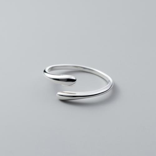 925 Sterling Silver Cuff Finger Ring, fashion jewelry & for woman, silver color, US Ring .5-8.5 