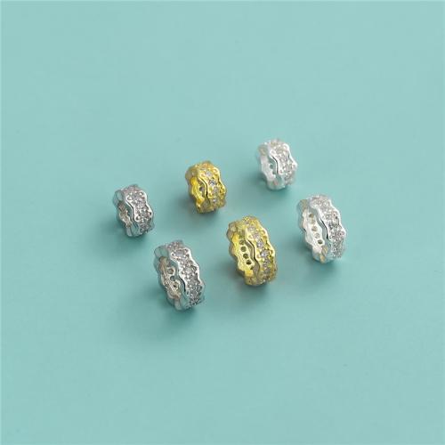 Sterling Silver Spacer Beads, 925 Sterling Silver, plated, DIY & micro pave cubic zirconia 