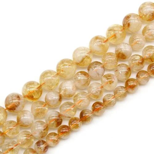 Natural Citrine Beads, Round, polished, fashion jewelry & DIY yellow Approx 38 cm 