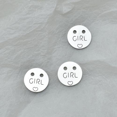 Stainless Steel Tag Charm, 304 Stainless Steel, Flat Round, polished, DIY & double-hole, original color 