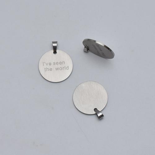 Stainless Steel Tag Charm, 304 Stainless Steel, Flat Round, polished, DIY, original color 
