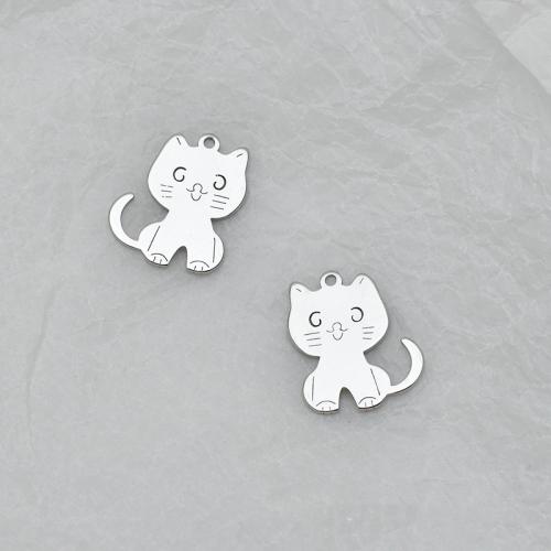 Stainless Steel Animal Pendants, 304 Stainless Steel, Cat, polished, DIY, original color 