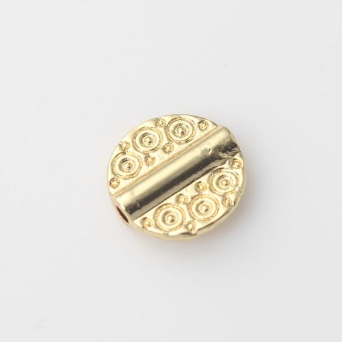 Flat Brass Beads, Round, gold color plated, DIY [