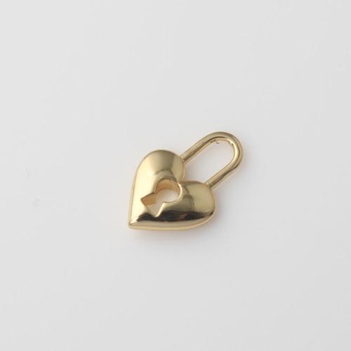 Brass Heart Pendants, Lock, gold color plated, DIY 