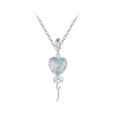 Sterling Silver Jewelry Necklace, 925 Sterling Silver, with Opal & Glass, plated, for woman, platinum color Approx 45 cm 