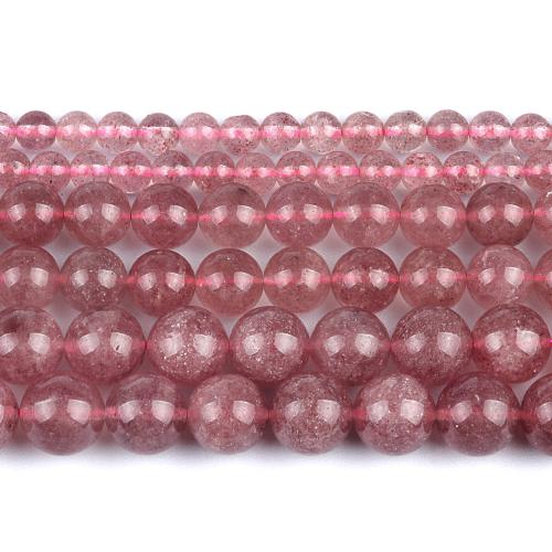 Strawberry Quartz Perle, rund, poliert, Modeschmuck & DIY & verschiedene Größen vorhanden, Rosa, Länge:ca. 38 cm, verkauft von Strang
