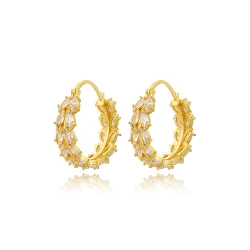 Cubic Zirconia Micro Pave Brass Earring, 18K gold plated, fashion jewelry & micro pave cubic zirconia & for woman, 28mm 