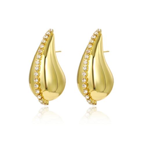 Cubic Zirconia Micro Pave Brass Earring, Teardrop, high quality plated, fashion jewelry & micro pave cubic zirconia & for woman 