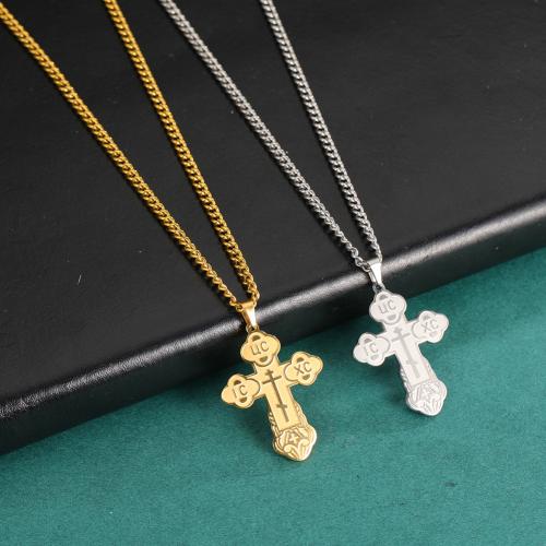 Stainless Steel Jewelry Necklace, 304 Stainless Steel, with 5cm extender chain, Cross, fashion jewelry & Unisex Approx 45 cm 