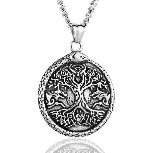 Stainless Steel Jewelry Necklace, 304 Stainless Steel, Tree, Vacuum Ion Plating, fashion jewelry & for man 