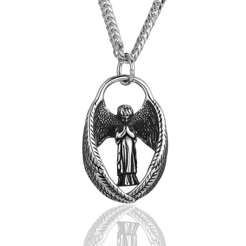 Stainless Steel Jewelry Necklace, 304 Stainless Steel, Angel, polished, fashion jewelry & Unisex 