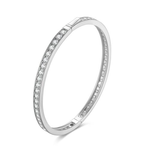 Cubic Zirconia Micro Pave Sterling Silver Bracelet, 925 Sterling Silver, plated & micro pave cubic zirconia & for woman 