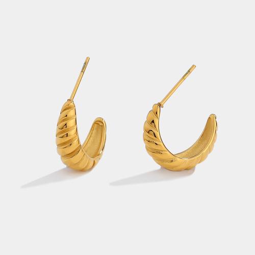 Edelstahl Stud Ohrring, 304 Edelstahl, Horn, plattiert, verschiedene Größen vorhanden & für Frau, goldfarben, verkauft von Paar[