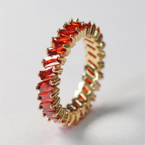 Zirkonia Messing Finger Ring, goldfarben plattiert, Modeschmuck & verschiedene Größen vorhanden & Micro pave Zirkonia & für Frau, keine, 12PCs/Tasche, verkauft von Tasche