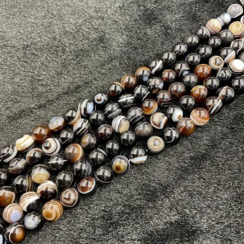 Natürliche Streifen Achat Perlen, rund, poliert, Modeschmuck & DIY & verschiedene Größen vorhanden, gemischte Farben, Länge:ca. 38 cm, verkauft von Strang