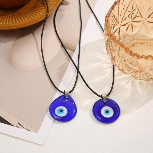 Evil Eye Jewelry Necklace, Zinc Alloy, with Wax Cord & Resin, polished, fashion jewelry & for woman 