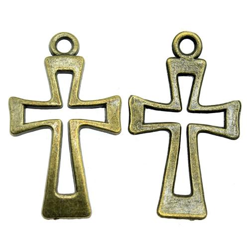 Zinc Alloy Cross Pendants, antique bronze color plated, vintage & fashion jewelry & DIY & hollow 