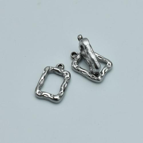 Stainless Steel Pendants, 304 Stainless Steel, Square, polished, DIY & hollow, original color 