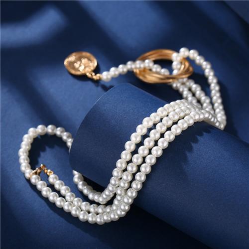 Plastic Pearl Necklace, Zinc Alloy, with Plastic Pearl, fashion jewelry & for woman cm 