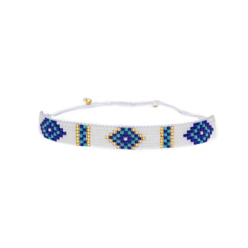Bracelets Bijoux en verre, avec cordon de polyester, fait à la main, styles différents pour le choix & pour femme, blanc Environ 14.2 cm, Vendu par PC