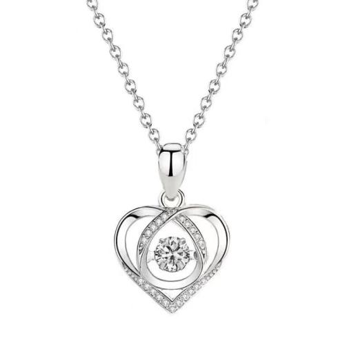 Cubic Zircon Micro Pave Brass Necklace, with 5CM extender chain, Heart, plated, micro pave cubic zirconia & for woman Approx 40 cm 