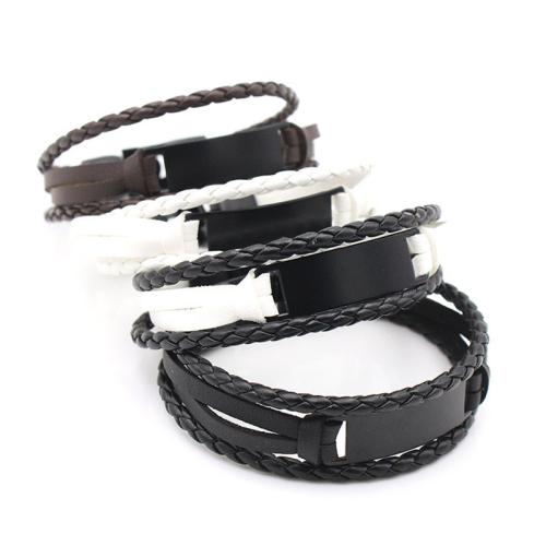 Bracelets En alliage de zinc, avec cordon en cuir, Vintage & pour homme, plus de couleurs à choisir, The inner circumference is 19cm, Vendu par PC