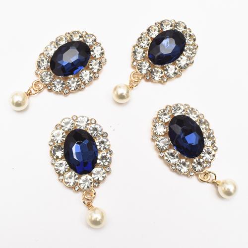 Hair Stick Findings, Zinc Alloy, with Plastic Pearl, gold color plated, DIY & with rhinestone, blue black 