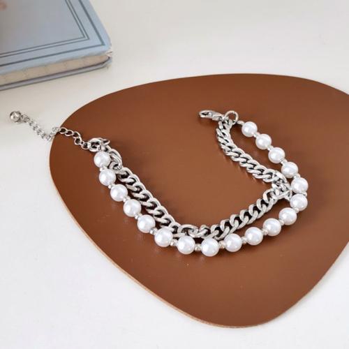 Zinc Alloy Pearl Bracelets, with Plastic Pearl, with 5cm extender chain, high quality plated, fashion jewelry & for woman Approx 16 cm, Approx 17.5 cm 