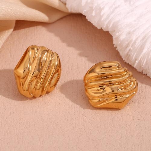 Stainless Steel Stud Earring, 316L Stainless Steel, 18K gold plated, fashion jewelry & for woman, golden [