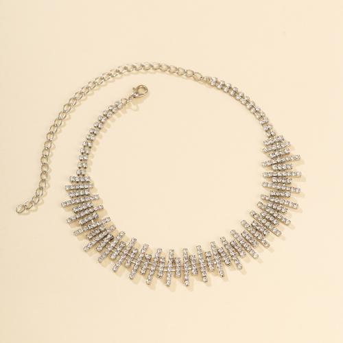 Fashion Choker Necklace, Zinc Alloy, with 7cm extender chain, platinum color plated, fashion jewelry & for woman & with rhinestone Approx 30 cm 