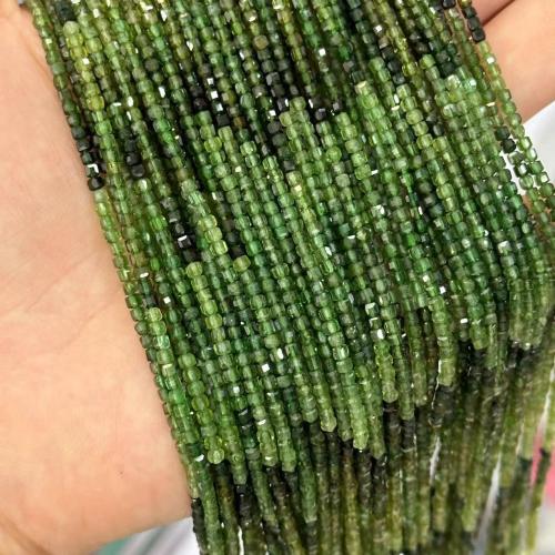 Natürlicher Turmalin Perlen, Quadrat, poliert, Modeschmuck & DIY, grün, 2mm, ca. 130PCs/Strang, verkauft von Strang