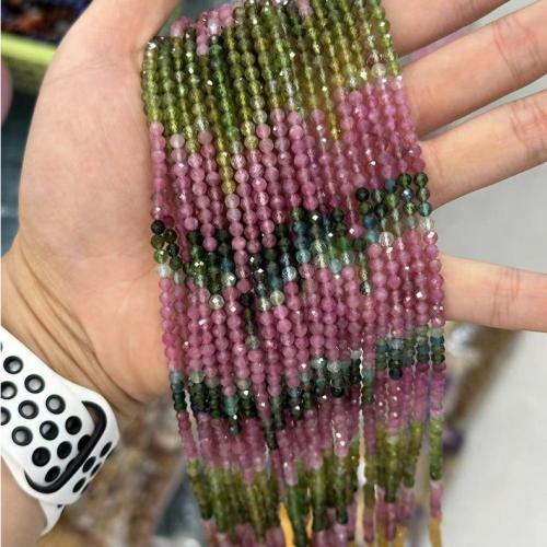 Natural Tourmaline Beads, Round, polished, fashion jewelry & DIY & faceted, mixed colors, 3.5mm, Approx 