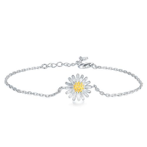 Sterling Silver Bracelets, 925 Sterling Silver, with 3cm extender chain, Daisy, fashion jewelry & for woman Approx 16.5 cm 