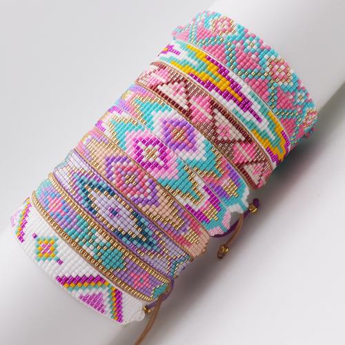 Glass Seed Beads Bracelets, with Polyester Cord, handmade & for woman Approx 13.8 cm 