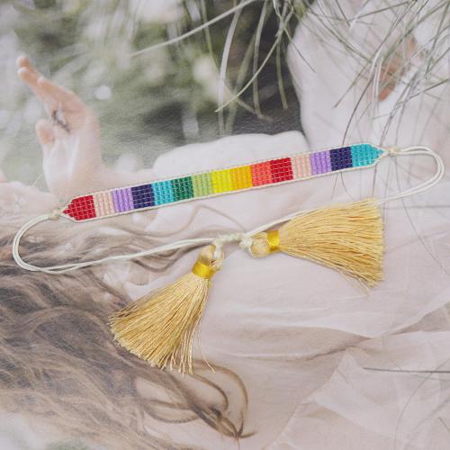 Bracelets Bijoux en verre, avec cordon de polyester, styles différents pour le choix & pour femme, multicolore Environ 14.5 cm, Vendu par PC
