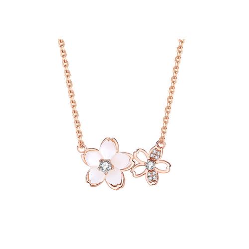 Cubic Zircon Micro Pave Brass Necklace, with White Shell, with 5CM extender chain, plated, micro pave cubic zirconia & for woman, rose gold color Approx 40 cm 