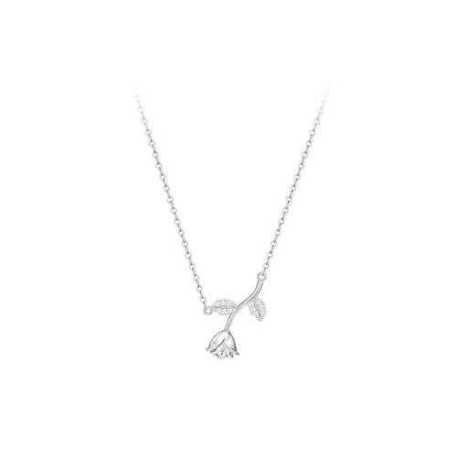 Cubic Zircon Micro Pave Brass Necklace, with 5CM extender chain, Rose, plated, micro pave cubic zirconia & for woman, platinum color Approx 40 cm 
