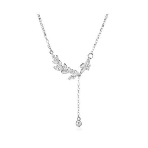 Cubic Zircon Micro Pave Brass Necklace, with 5CM extender chain, plated, micro pave cubic zirconia & for woman, platinum color Approx 40 cm 