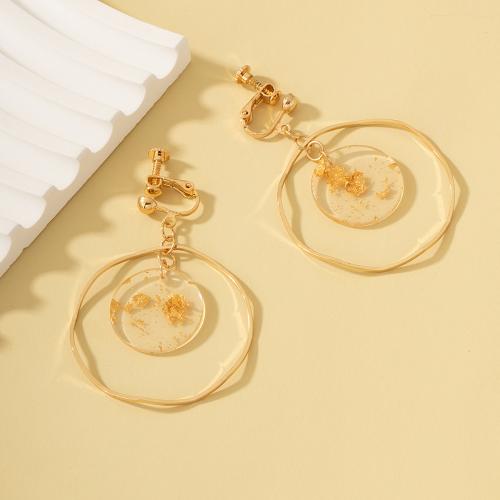 Zinc Alloy Clip Earring, with Gold Foil, handmade, fashion jewelry & for woman, golden 