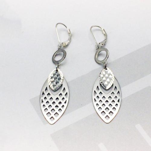 Cubic Zirconia Micro Pave Sterling Silver Earring, 925 Sterling Silver, Leaf, fashion jewelry & for woman 