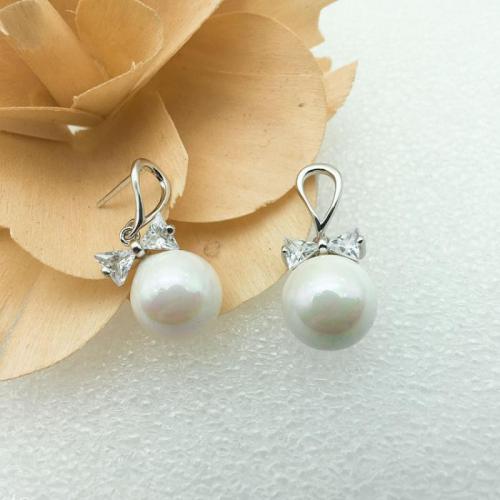 South Sea Shell Drop Earrings, 925 Sterling Silver, with Shell Pearl, fashion jewelry & micro pave cubic zirconia & for woman, 23mm 