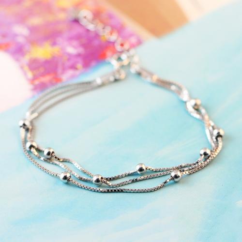 Sterling Silver Bracelets, 925 Sterling Silver, with 3cm extender chain, fashion jewelry & multilayer & for woman Approx 16.5 cm 