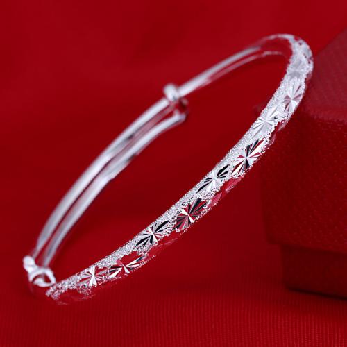 925 Sterling Silver Bangle, Length Adjustable & fashion jewelry & for woman, Inner Approx 58mm 