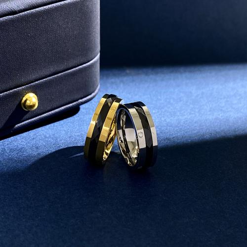 Пара кольца палец, Нержавеющая сталь 304, с фарфор, ювелирные изделия моды & Мужская & разный размер для выбора, Много цветов для выбора, width 6mm, продается PC