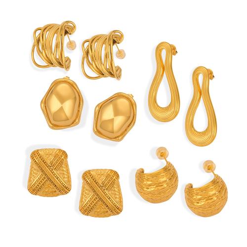 Titan Stahl Ohrringe, Titanstahl, 18K vergoldet, Modeschmuck & verschiedene Stile für Wahl & für Frau, goldfarben, verkauft von Paar