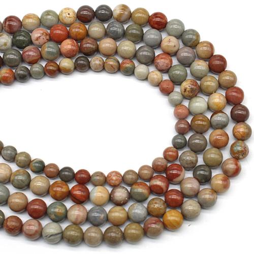 Picture Jasper Beads, Round, polished, DIY mixed colors 