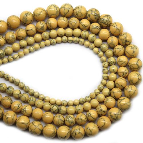 Dyed Natural Turquoise Beads, Round, polished, DIY yellow [